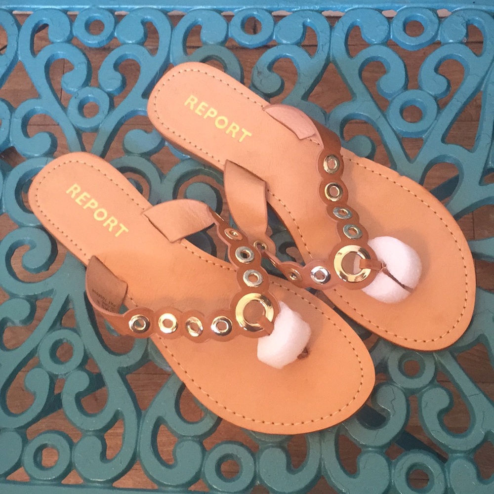 Report beige Sandals GENUINE LEATHER NEW
